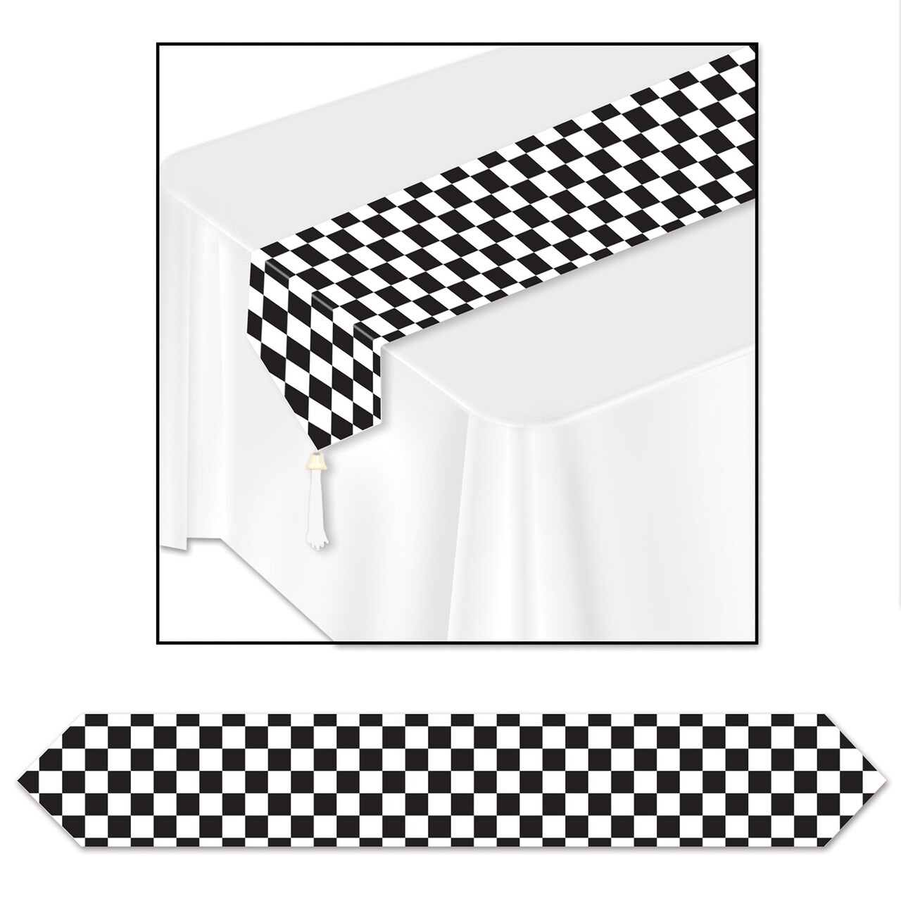 Beistle 11in. x 6Feet Printed Checkered Table Runner - 12 Pack